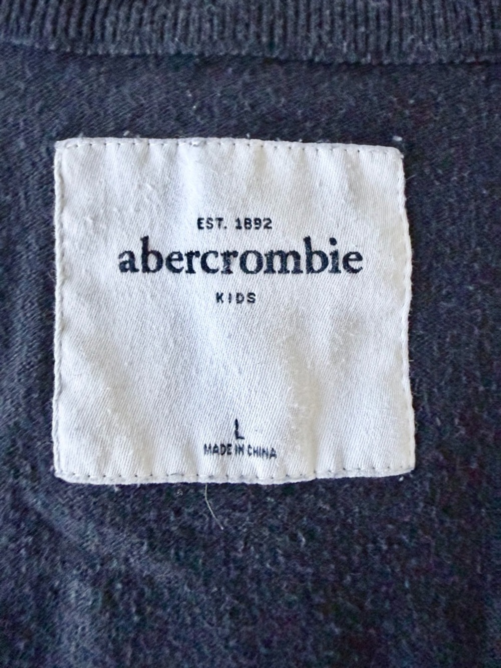 Abercrombie Kids Navy Cardigan Sweater Crest Patch Button Front Preppy Size L - Picture 4 of 7